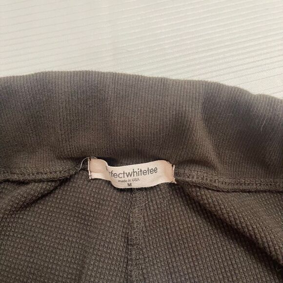 Perfect White Tee Brown Waffle Knit Joggers Sweatpants Size Medium - Picture 3 of 8